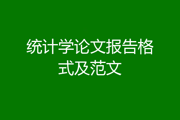 统计学论文报告格式及范文