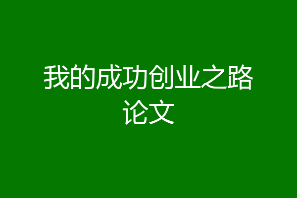 我的成功创业之路论文