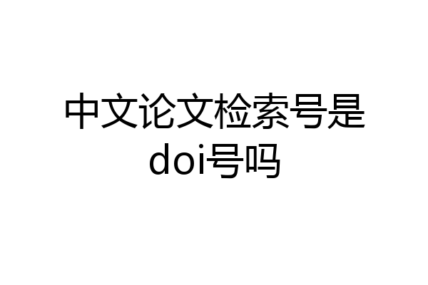 中文论文检索号是doi号吗