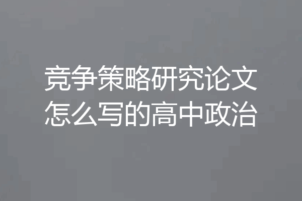 竞争策略研究论文怎么写的高中政治