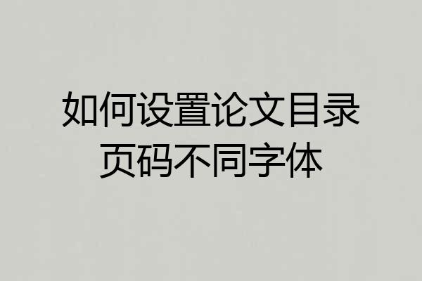 如何设置论文目录页码不同字体