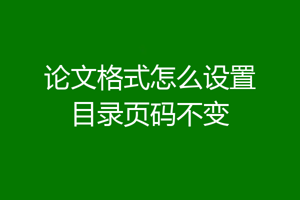 论文格式怎么设置目录页码不变