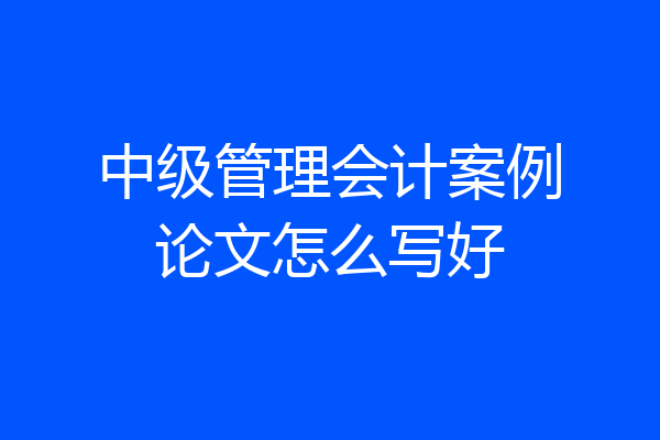中级管理会计案例论文怎么写好