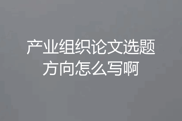 产业组织论文选题方向怎么写啊