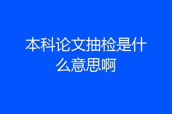 本科论文抽检是什么意思啊