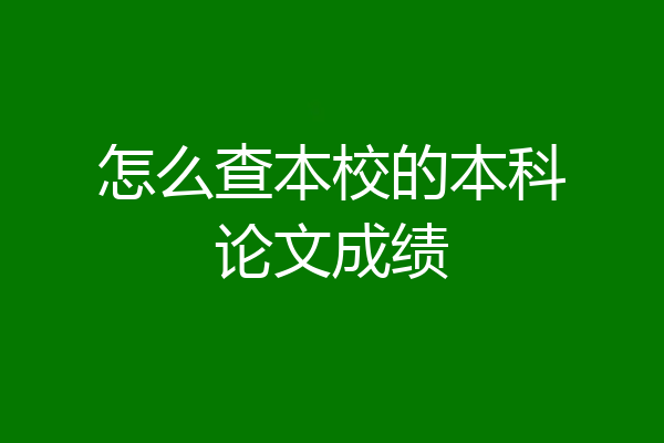 怎么查本校的本科论文成绩