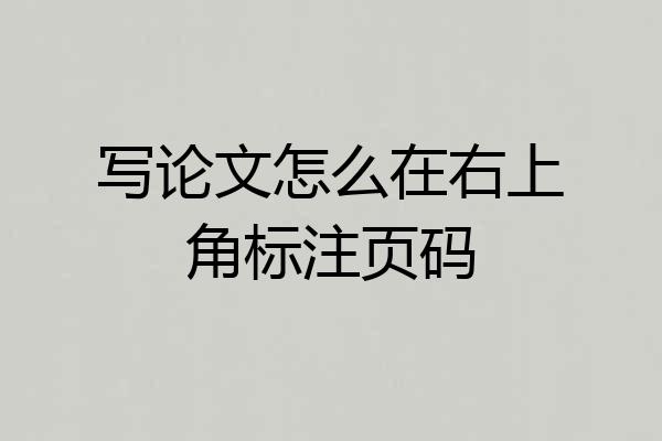 写论文怎么在右上角标注页码