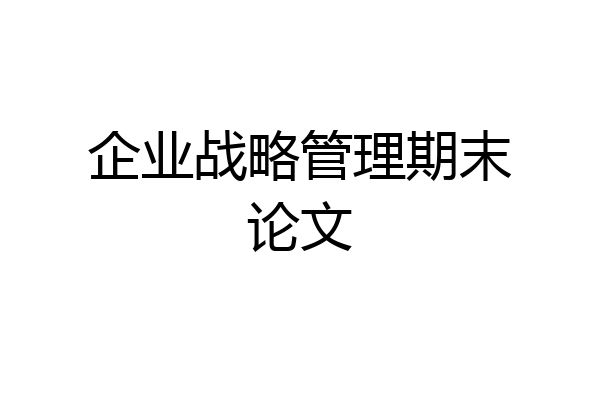 企业战略管理期末论文