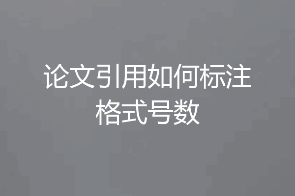 论文引用如何标注格式号数