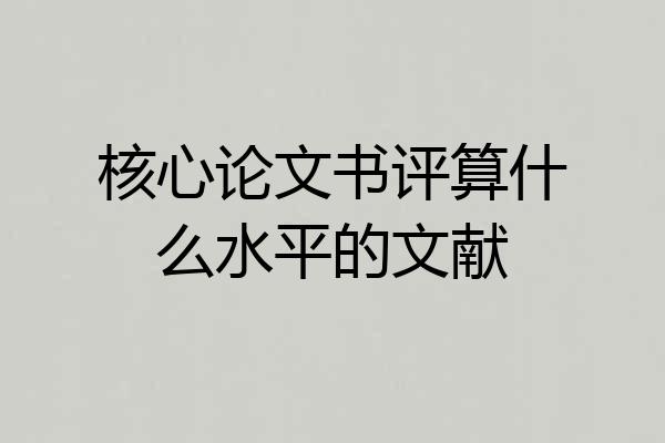 核心论文书评算什么水平的文献