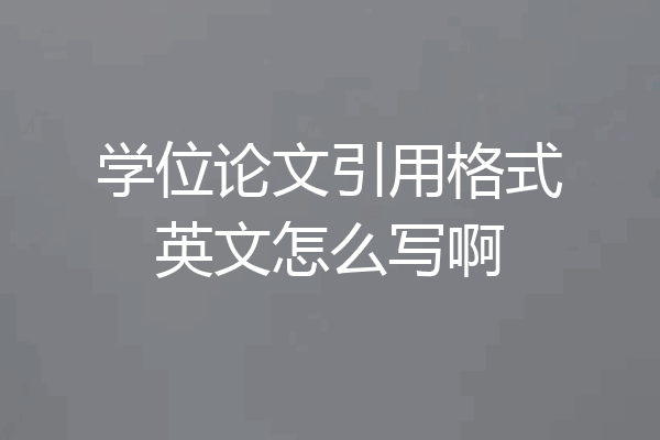 学位论文引用格式英文怎么写啊