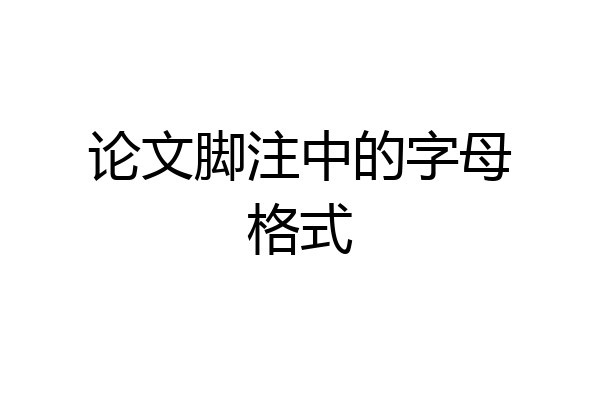 论文脚注中的字母格式