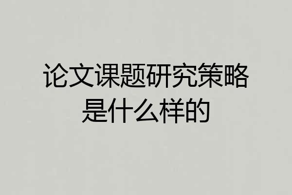 论文课题研究策略是什么样的