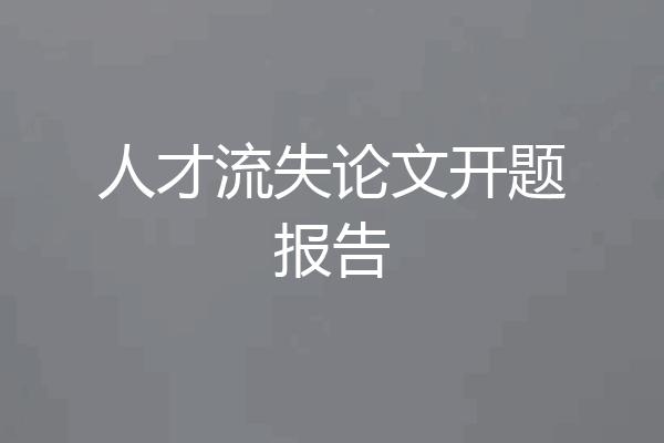 人才流失论文开题报告