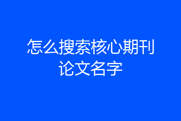 怎么搜索核心期刊论文名字