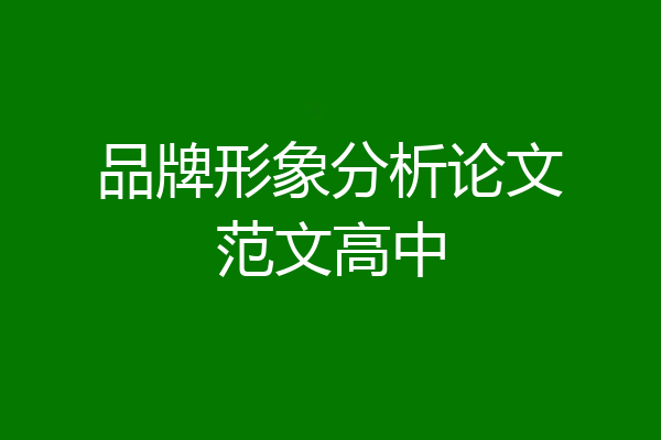 品牌形象分析论文范文高中