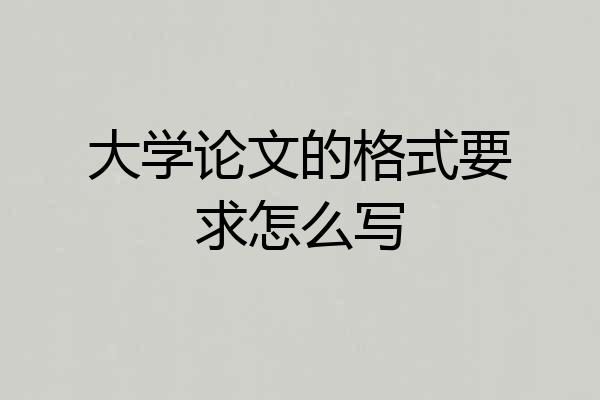 大学论文的格式要求怎么写