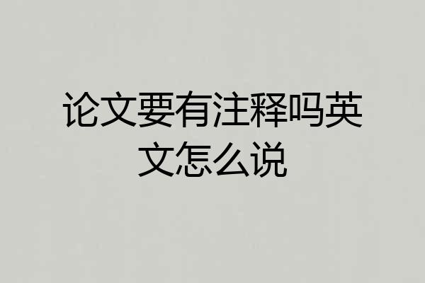 论文要有注释吗英文怎么说