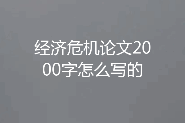 经济危机论文2000字怎么写的
