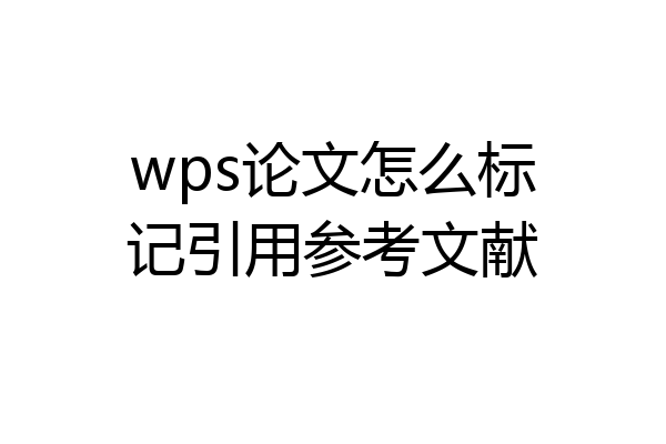 wps论文怎么标记引用参考文献