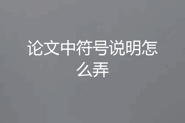 论文中符号说明怎么弄