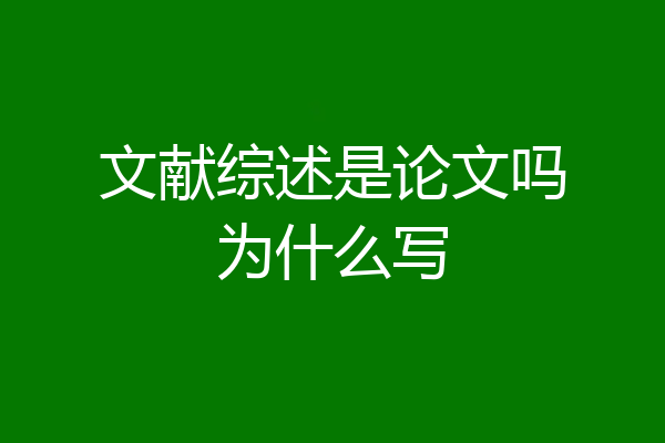 文献综述是论文吗为什么写
