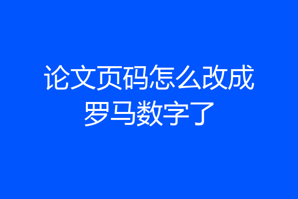 论文页码怎么改成罗马数字了