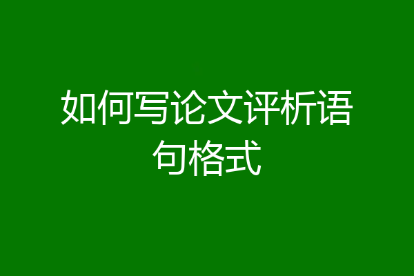 如何写论文评析语句格式
