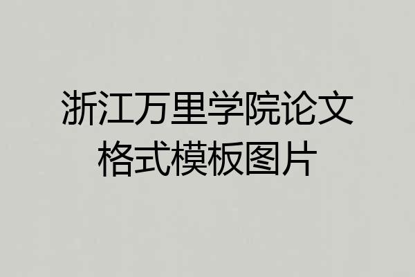 浙江万里学院论文格式模板图片