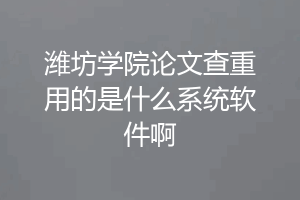 潍坊学院论文查重用的是什么系统软件啊