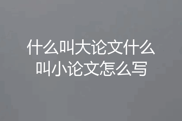 什么叫大论文什么叫小论文怎么写