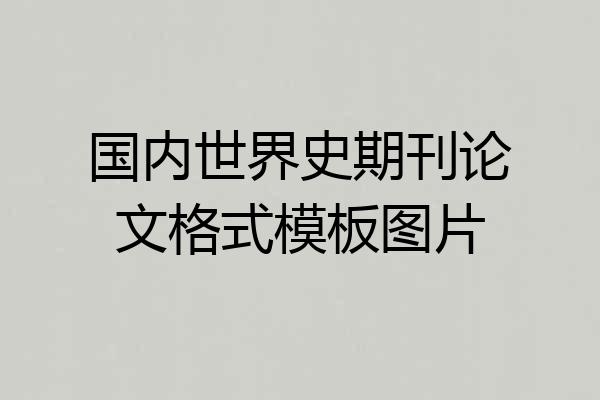 国内世界史期刊论文格式模板图片