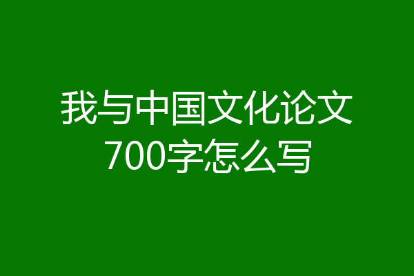我与中国文化论文700字怎么写