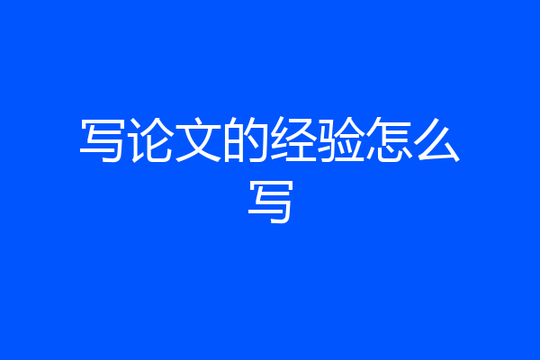 写论文的经验怎么写