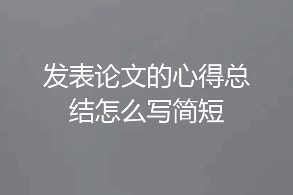 发表论文的心得总结怎么写简短