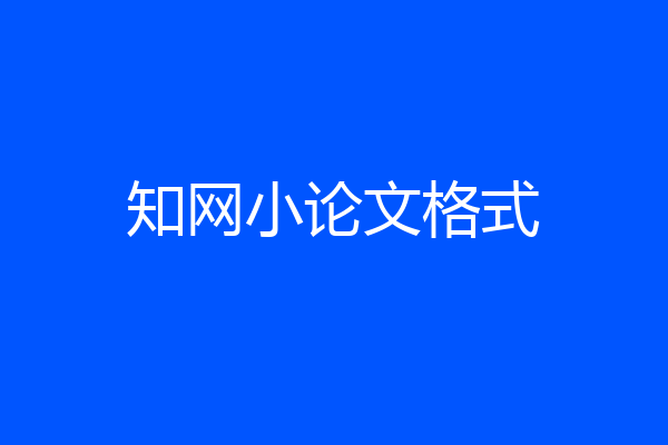 知网小论文格式