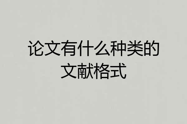 论文有什么种类的文献格式