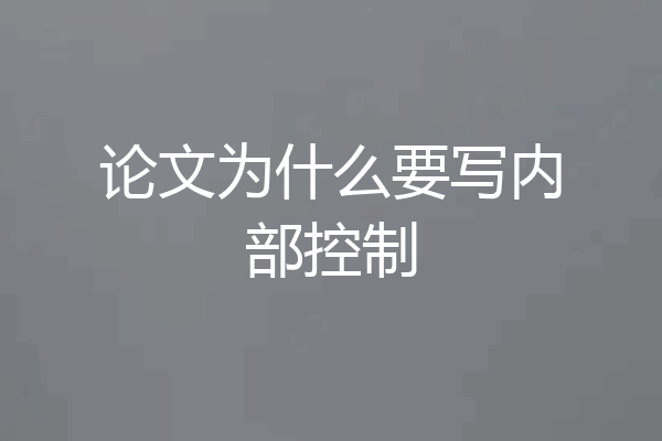 论文为什么要写内部控制