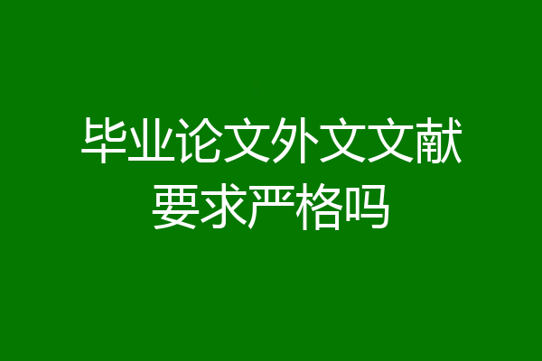 毕业论文外文文献要求严格吗