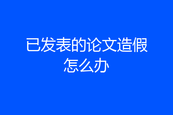已发表的论文造假怎么办