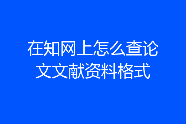 在知网上怎么查论文文献资料格式
