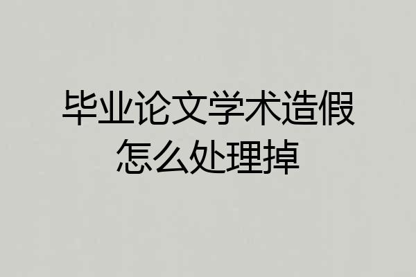 毕业论文学术造假怎么处理掉