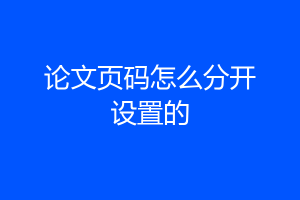 论文页码怎么分开设置的