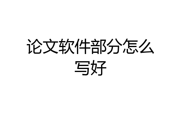 论文软件部分怎么写好