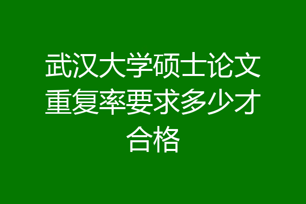 武汉大学硕士论文重复率要求多少才合格
