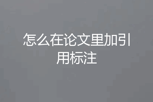 怎么在论文里加引用标注