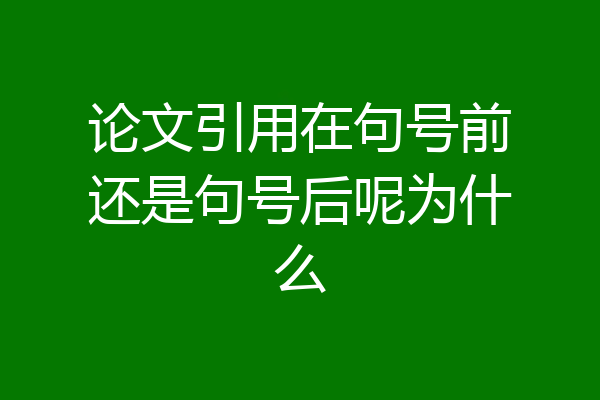 论文引用在句号前还是句号后呢为什么