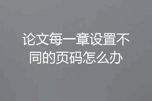 论文每一章设置不同的页码怎么办