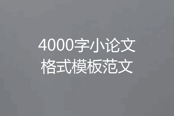 4000字小论文格式模板范文