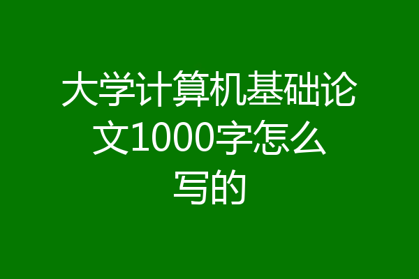 大学计算机基础论文1000字怎么写的